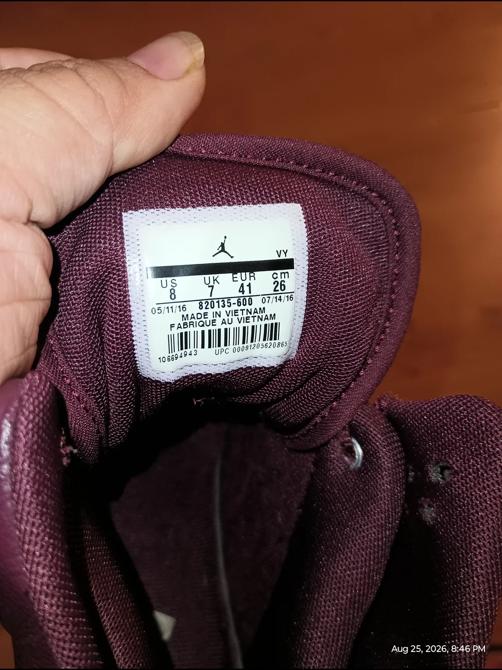 Men's Burgundy High-Top Basketball Sneakers - 23 Detail size 8